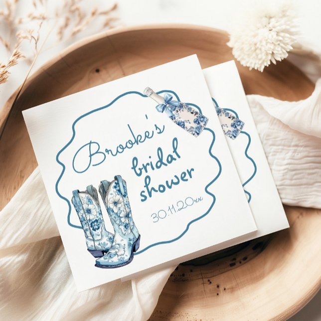 Chinoiserie Boots and Bubbly Bridal Shower Napkin (Creator Uploaded)