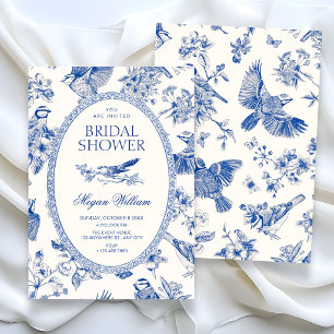 Chinoiserie botanical floral bird bridal shower invitation