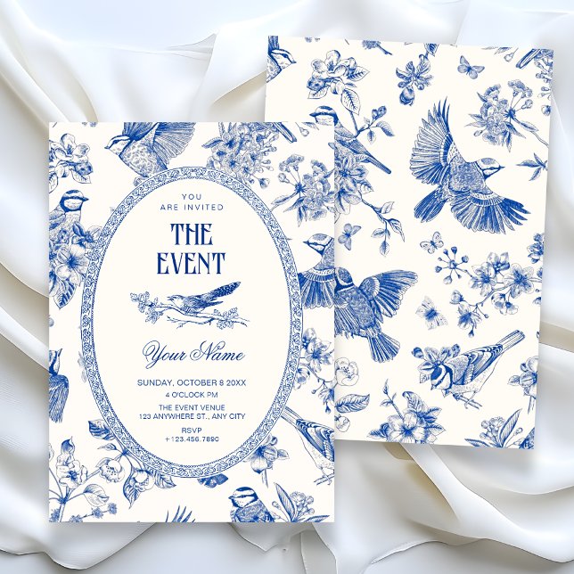 Chinoiserie botanical floral bird  invitation (Creator Uploaded)