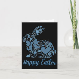 Chinoiserie Bunny Blue And White Happy Easter Blue Card
