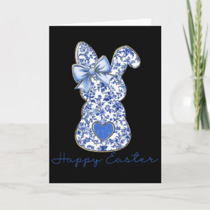 Chinoiserie Bunny Rabbit Vintage Blue And White Pa Card