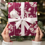 Chinoiserie Burgundy & White Christmas Ornament Wrapping Paper<br><div class="desc">Elevate your holiday gift wrapping with this Elegant Chinoiserie Burgundy & White Christmas Ornament Wrapping Paper. Featuring a sophisticated Toile de Jouy-inspired pattern with intricate, vintage-style ornaments in rich burgundy and crisp white, this design exudes luxury and timeless style. Perfect for adding a refined touch to your Christmas gifts, this...</div>