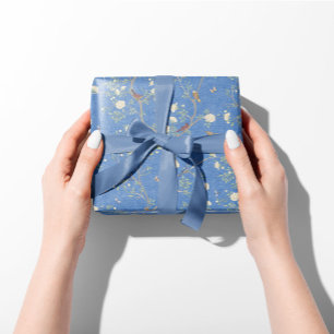 Chinoiserie Camellia Garden Breeze Blue Wrapping Paper Sheet