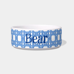 Chinoiserie Cane Trellis in Blue Porcelain Bowl