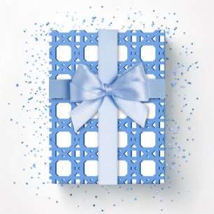 Chinoiserie Cane Trellis in Blue Wrapping Paper