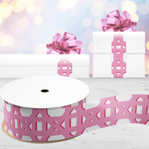 Chinoiserie Cane Trellis in Pink Grosgrain Ribbon