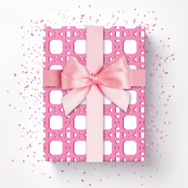 Chinoiserie Cane Trellis in Pink Wrapping Paper (Creator Uploaded)