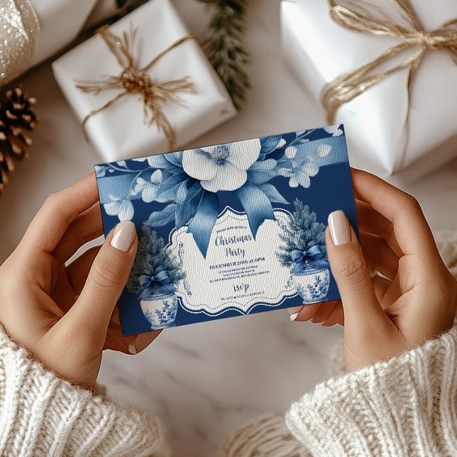 Chinoiserie Chic Blue Christmas Invitation (Creator Uploaded)