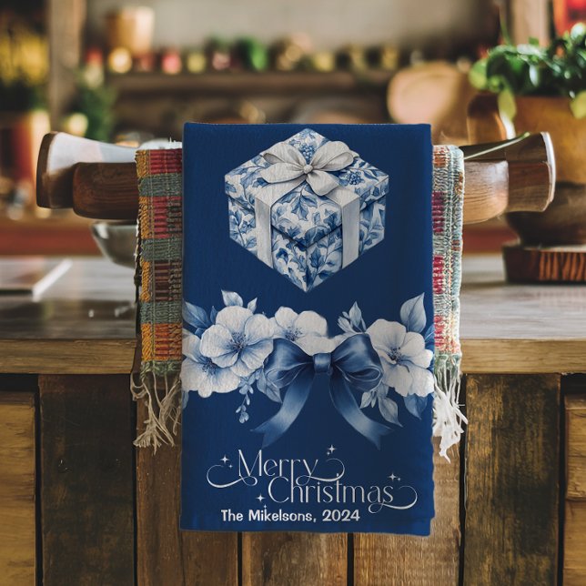 Chinoiserie Chic Blue Christmas Tea Towel (Creator Uploaded)