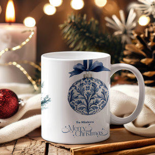 Chinoiserie Chic Blue Christmas Two-Tone Coffee Mug