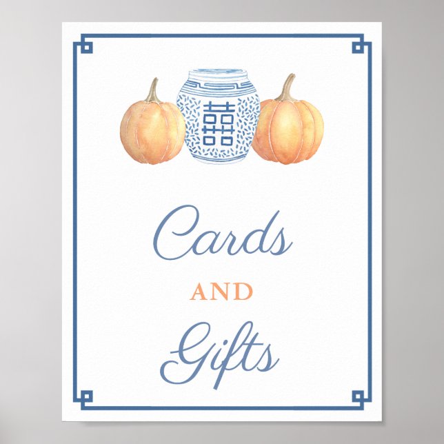 Chinoiserie Chic Cards Gifts Pumpkin Baby Shower Poster (Front)
