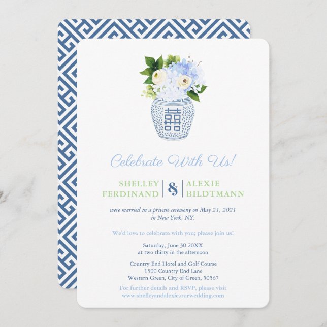 Chinoiserie Chic Celebrate With Us Reception Only  Invitation (Front/Back)
