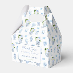 Chinoiserie Chic Chartreuse Navy Wedding Shower Favour Box