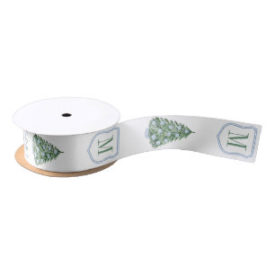 Chinoiserie Chic Christmas Tree Monogram Holidays Satin Ribbon
