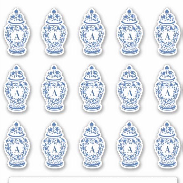 Chinoiserie Chic GingerJar Monogram Sticker (Front)
