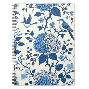 Chinoiserie Chic, Hydrangeas and Bluebirds Notebook
