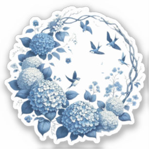 Chinoiserie Chic, Hydrangeas and Bluebirds Wreath 