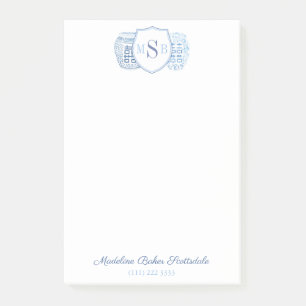 Chinoiserie Chic Ladies Blue And White Monogram Post-it Notes