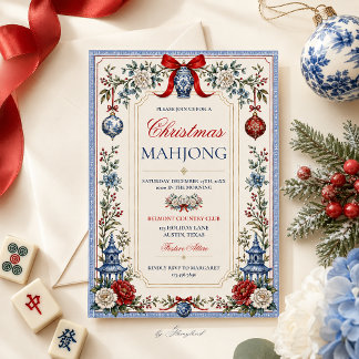 Chinoiserie Christmas Mahjong Holiday Card