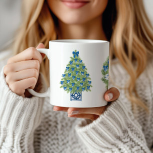 Chinoiserie Christmas Tree and Wreath Coffee Mug