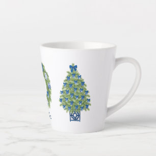 Chinoiserie Christmas Tree and Wreath  Latte Mug