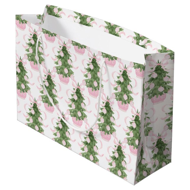 Chinoiserie Christmas Tree Large Gift Bag (Back Angled)