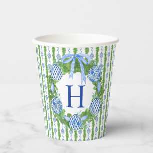 Chinoiserie Christmas Wreath, Grandmillenial  Paper Cups