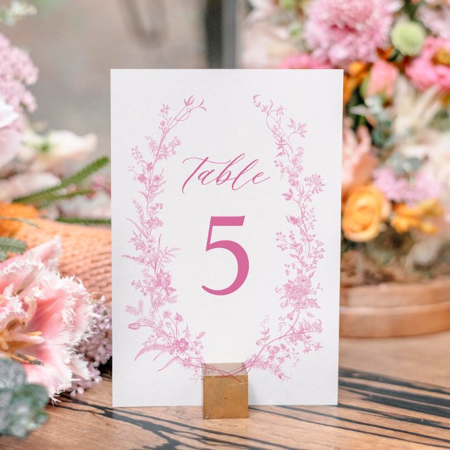 Chinoiserie Classic Pink Floral Wedding Table Number (Creator Uploaded)