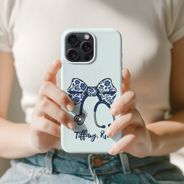 Chinoiserie Coquette Stethoscope Nurse Graduation iPhone Case (registered nurse, rn graduation, nurse practitioner, nursing school gift, medical school graduate)