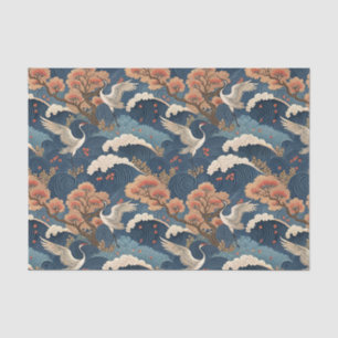 Chinoiserie Crane & Cherry Blossom Japanese Design Tissue Paper