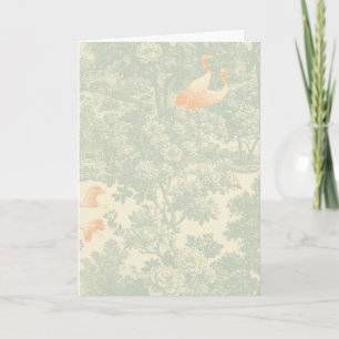 Chinoiserie Crane Toile Botanical Asian Garden Card