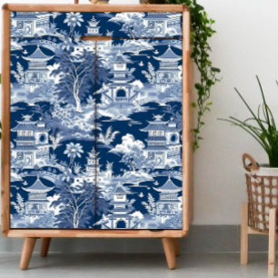 Chinoiserie Dark Blue and White Decoupage  Tissue Paper