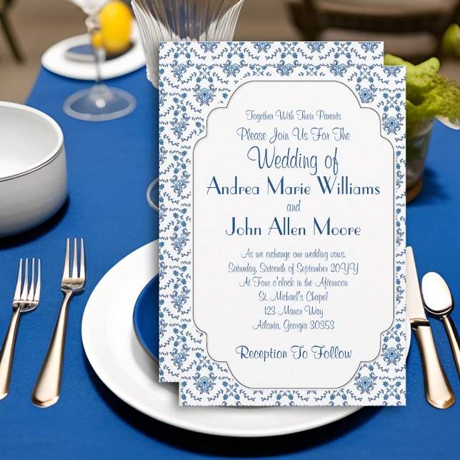 Chinoiserie Delft Blue Pattern•Custom Wedding Invitation (Creator Uploaded)