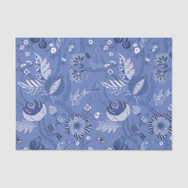 Chinoiserie design on blue background decoupage tissue paper (Front)