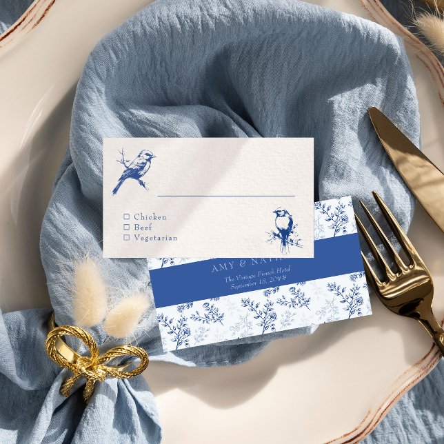Chinoiserie double-sided Blue Wedding  Place Card (Wedding name place card from Chinoiserie Wedding Collection by Darling & May)