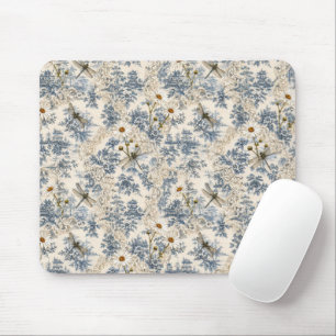 Chinoiserie Dragonflies and Daisies Mouse Pad