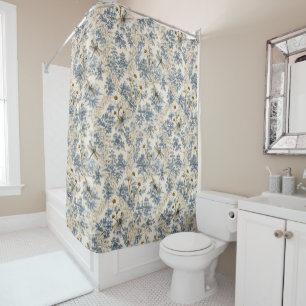 Chinoiserie Dragonflies, Daisies and Lace Shower Curtain