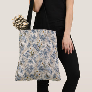 Chinoiserie Dragonflies, Daisies and Lace Tote Bag