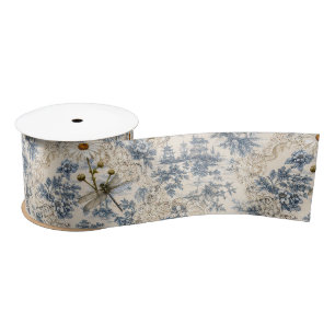 Chinoiserie Dragonflies, Lace and Daisies Satin Ribbon
