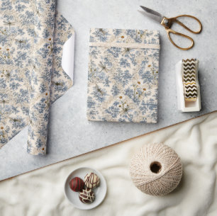 Chinoiserie Dragonflies, Lace and Daisies Wrapping Paper