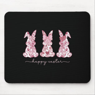 Chinoiserie Easter Bunny Pink Bow Coquette Cute Mo Mouse Pad