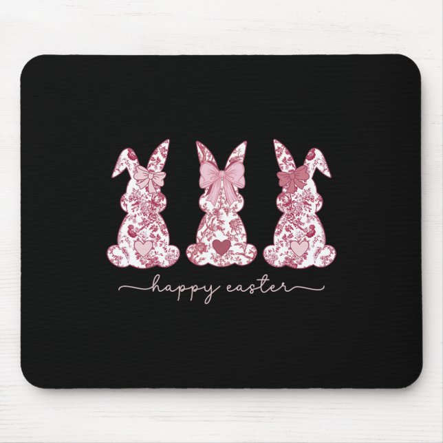 Chinoiserie Easter Bunny Pink Bow Coquette Cute Mo Mouse Pad (Front)
