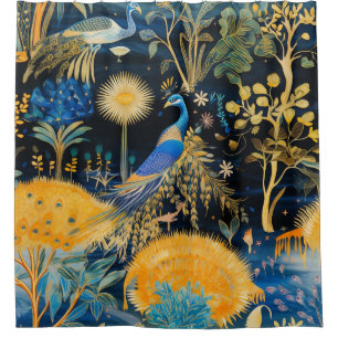 Chinoiserie Exotic Birds Botanical Pattern (10) Shower Curtain