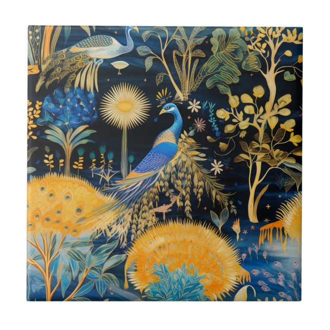 Chinoiserie Exotic Birds Botanical Pattern (10) Tile (Front)