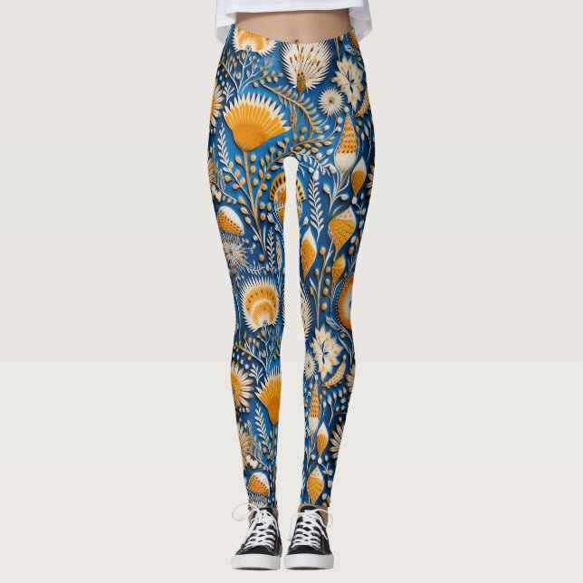 Chinoiserie Exotic Birds Botanical Pattern (2) Leggings (Front)