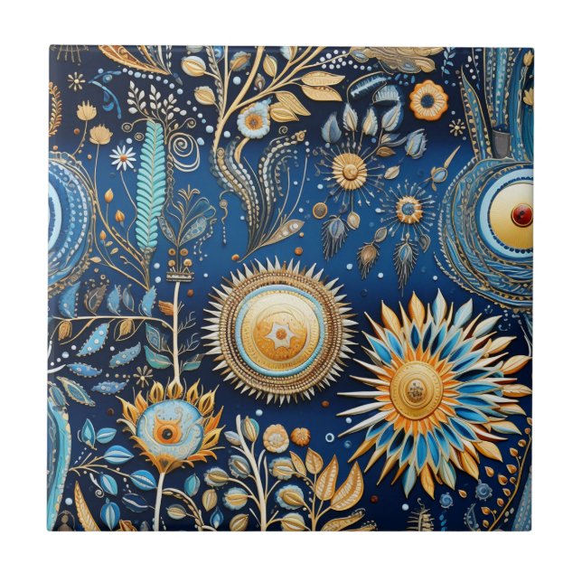 Chinoiserie Exotic Birds Botanical Pattern (2) Tile (Front)