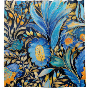 Chinoiserie Exotic Birds Botanical Pattern (3) Shower Curtain