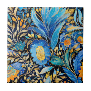 Chinoiserie Exotic Birds Botanical Pattern (3) Tile