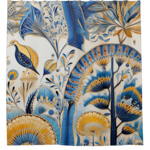 Chinoiserie Exotic Birds Botanical Pattern (4) Shower Curtain