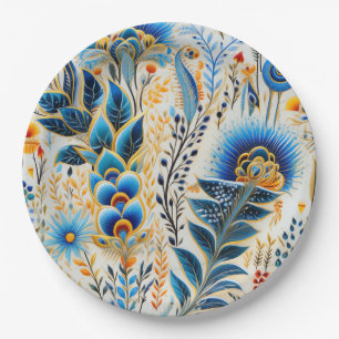 Chinoiserie Exotic Birds Botanical Pattern (5) Paper Plate